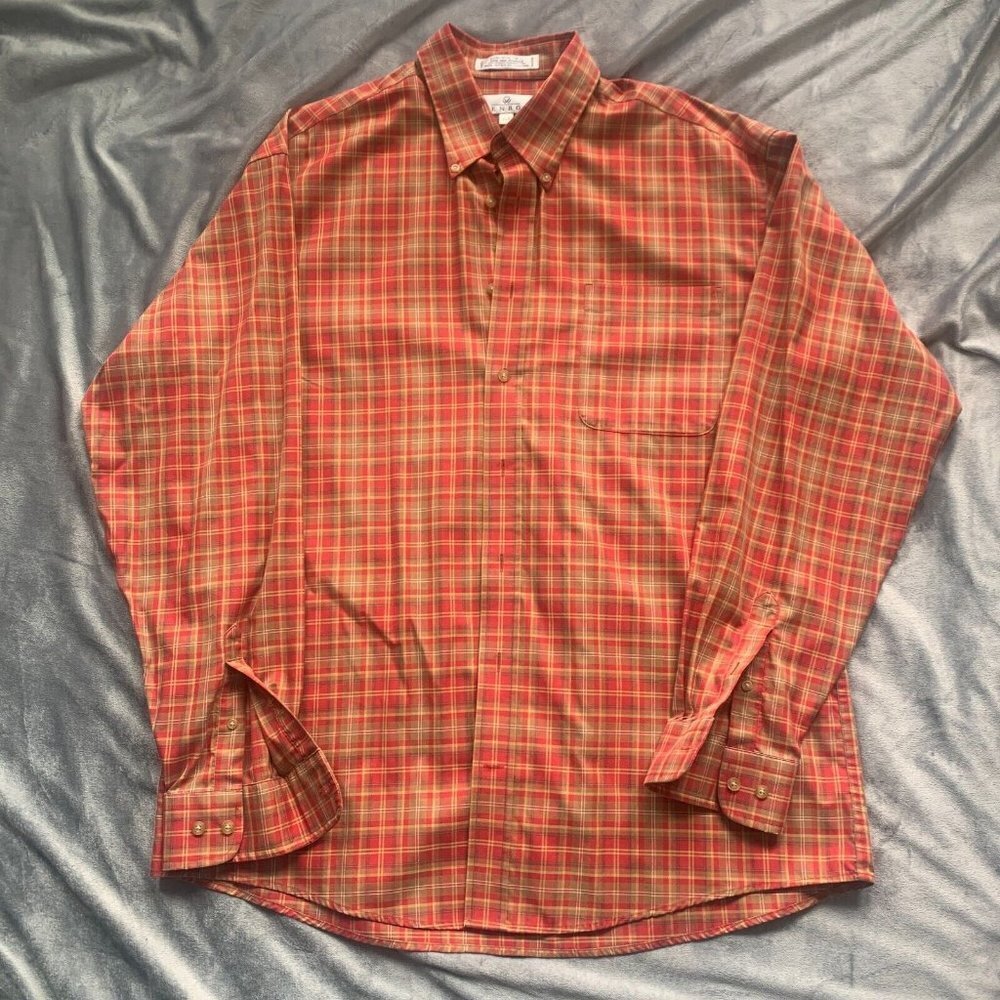 ENRO Shirt Men's XLT Plaid Long Sleeve Cotton Non Iron Twill Check TALL